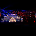 Stunning Stage Setup With Blue Red Lights Large Background Screens And Central Performance Structure 3d model