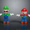 Two Cartoon Characters Mario And Luigi In Red Green Hats Blue Overalls White Gloves Standing
