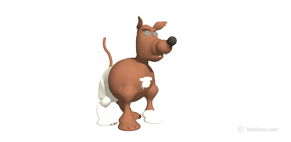 Cartoon Dog Game And Movie Character With Standing Posture Brown White Color 3d model 