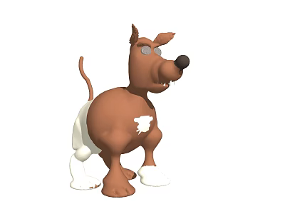 Cartoon Dog Game And Movie Character With Standing Posture Brown White Color 3d model