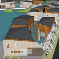 Vibrant Modern Commercial Street With Pedestrians And Open Plaza Design