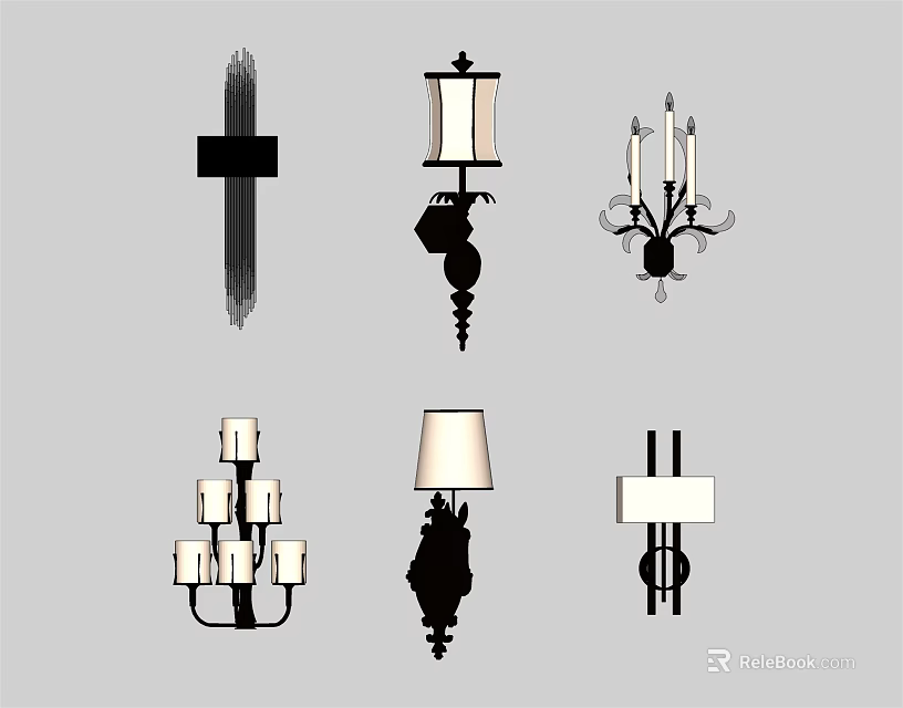 Modern And Traditional Wall Sconces With Various Designs For Home Decor 3d model