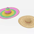 Vibrant Multicolored Rings And Natural Woven Wide Brim Straw Hats Design