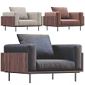 Modern Single Sofa Design With Wooden Armrests Metal Legs And Plush Cushions