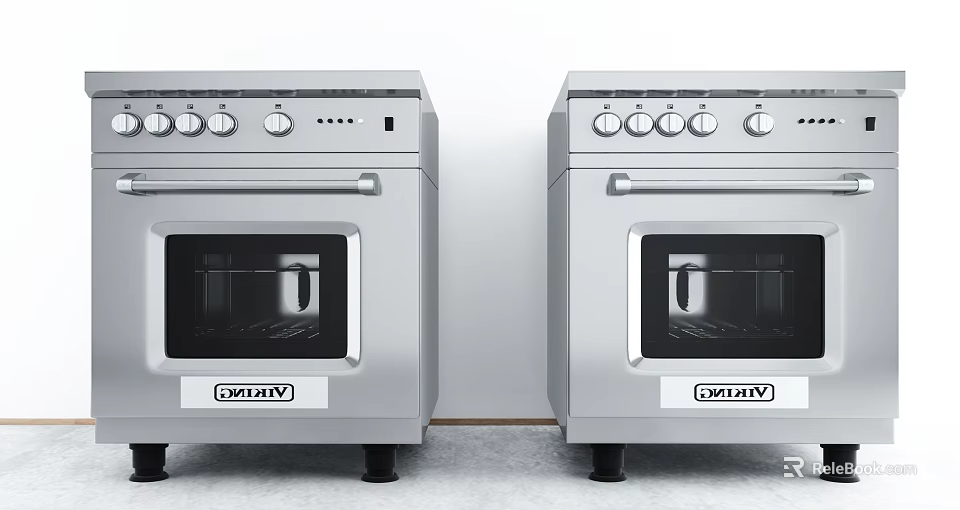Two SPINITY Stainless Steel Kitchen Ovens As Home Essential Appliances 3d model 