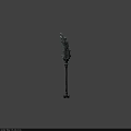 Technology Exhibition Hall Featuring Intricate Metal Weapon With Spiked Blade And Carved Handle Design