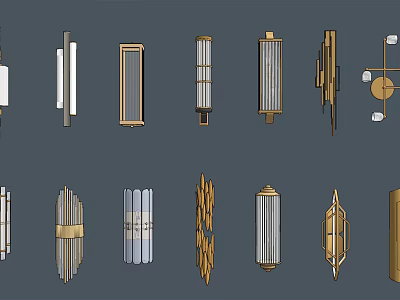 Modern Stylish Wall Lamps With Diverse Designs And Metal Glass Finishes 3d model