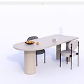 Modern Dining Table Set With Two Chairs Fruit Plate Cup And Vase 3d model