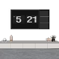 Modern TV Stand With White Drawers Decorative Vases And Digital Display Numbers 5 21
