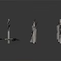 Rough Textured Broken Gray Concrete Structures With Damaged Edges For Scene Construction Elements