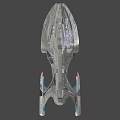 Futuristic Spaceship With Sleek Metallic Design And Illuminated Lights In Starry Space