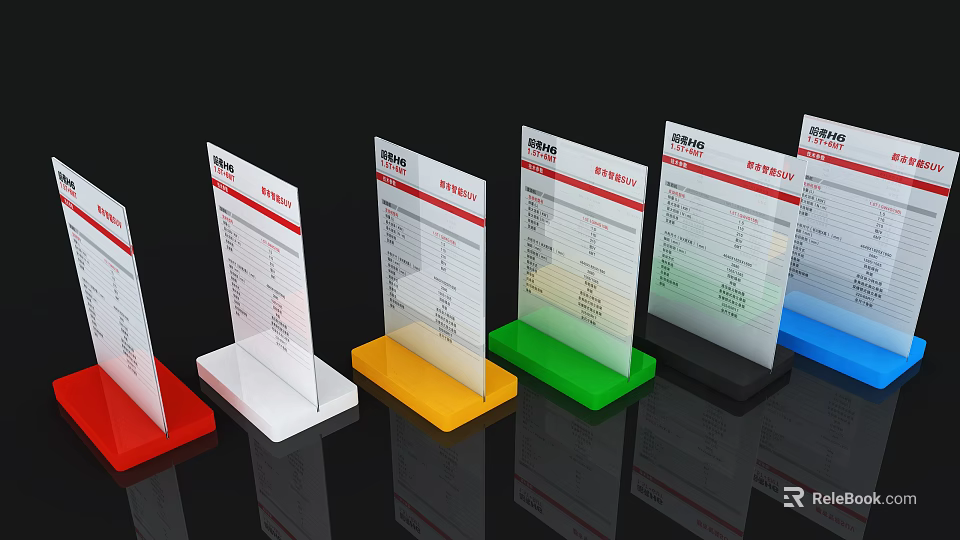 Commercial Equipment Acrylic Display Stands with Multiple Colors for Menu and Price Lists 3d model 