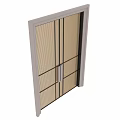 Modern Wooden Hinged Door With Vertical Slats And Metal Handle Design
