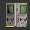 Vintage Game Boy Console With Colorful Game Cartridges As Daily Life Items
