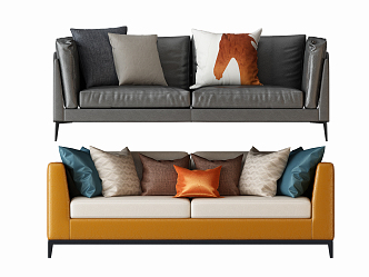 Modern double sofa combination 3d model