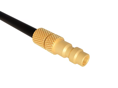 Premium Brass Connector With Threaded End And Black Cable For Electronic Use 3d model