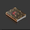 Decorative Hardcover Book With Gold Star Accents And Red Central Design On Dark Background