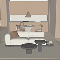 Retro sofa background wall 3d model