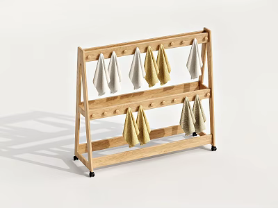 Kindergarten Solid Wood Towel Rack Solid Wood Cartoon Towel Storage Rack Children Solid Wood Towel Rack 3d model