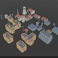 3D Rendering of Industrial Complex With Various Factories Chimneys And Modern Facilities