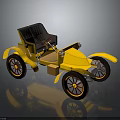 Vintage Yellow Open Top Roadster With Black Seat Steering Wheel And Wheels