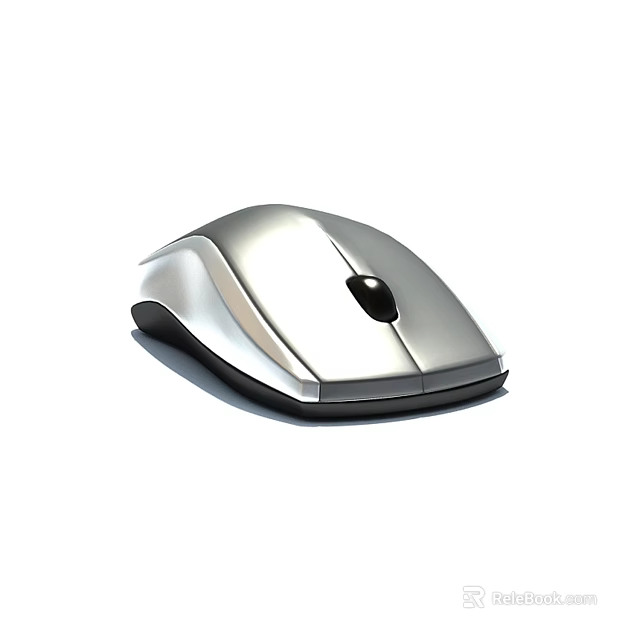 Modern Silver Wireless Computer Mouse With Black Scroll Wheel And Sleek Design 3d model 