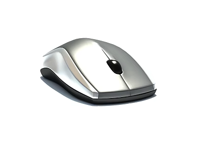 Modern Silver Wireless Computer Mouse With Black Scroll Wheel And Sleek Design 3d model