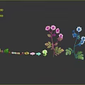 Plants with White Small Flowers and Green Leaves on Dark Surface Gray Background Reflections