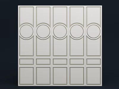 White Modern Room Divider With Geometric Rectangular And Circular Panel Design 3d model