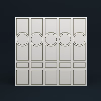 White Modern Room Divider With Geometric Rectangular And Circular Panel Design 3d model