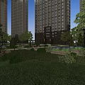 Modern High Rise Residential Buildings With Glass Facades And Surrounding Trees