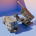 Military Weapon System With Trailer Mounted Launcher And Ammunition Containers 3d model