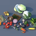 Assorted Fresh Vegetables Display With Cabbage Cauliflower Carrots Tomatoes And Broccoli