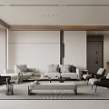 Modern Living Room with Light Colored Sofa Coffee Table and Floor to Ceiling Windows
