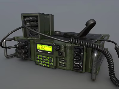 Green Military Style Television Set With Digital Display Control Buttons And Cable Design 3d model