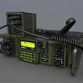 Green Military Style Television Set With Digital Display Control Buttons And Cable Design