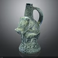 Unique Decorative Furniture Piece Featuring Blue Ceramic Bear Shaped Vase