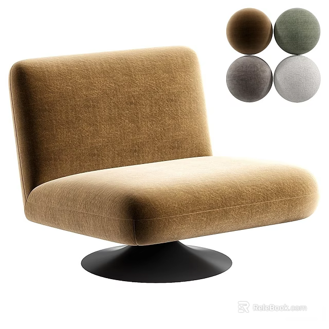 Modern Single Sofa Upholstered Design With Round Black Base And Multiple Color Options 3d model