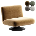 Modern Single Sofa Upholstered Design With Round Black Base And Multiple Color Options 3d model