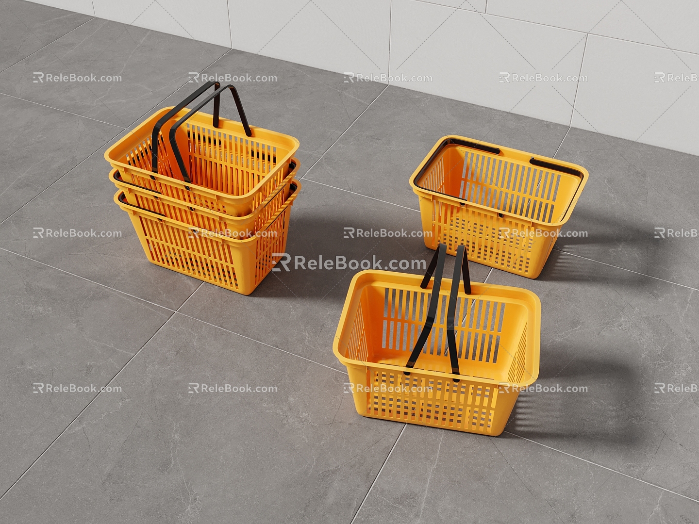 Supermarket Shopping Plastic Basket 3d model