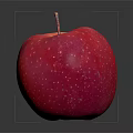 Fresh Red Apple With Stem And White Specks On Shiny Black Reflective Surface 3d model