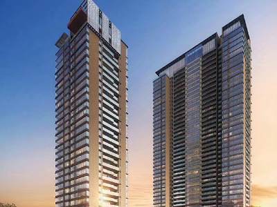 Modern High Rise Buildings With Glass Facades And Balcony Designs In Urban Skyline 3d model
