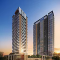 Modern High Rise Buildings With Glass Facades And Balcony Designs In Urban Skyline