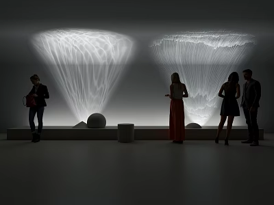 Modern Decorative Lights With Elegant Light Patterns Viewed By People Indoors 3d model