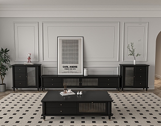 Living room coffee table TV cabinet combination 3d model