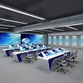 Modern Monitoring Control Room With Multiple Workstations Large Display Screens And Computer Monitors