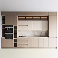 Modern Kitchen Interior With Light Cabinets Marble Countertop And Built In Appliances