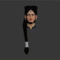 3D Rendered Woman With Long Black Braid Blue Collar Bindi And Silver Bracelets