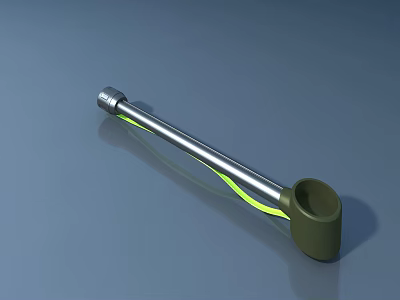 Agricultural Metal Measuring Rod With Green Handle And Yellow Indicator Lines For Farming Use 3d model