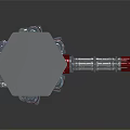 Advanced Mechanical Device With Red And Silver Metallic Components And Joints